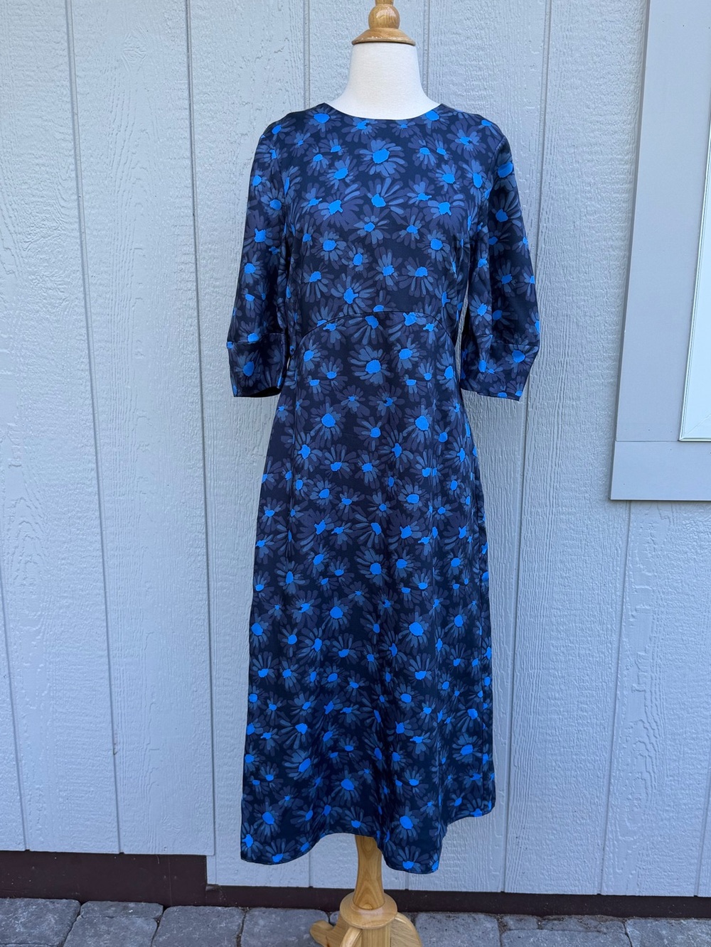 TOAST  Blue & Gray Floral Shift Dress Lyocell Size 10 UK US 6